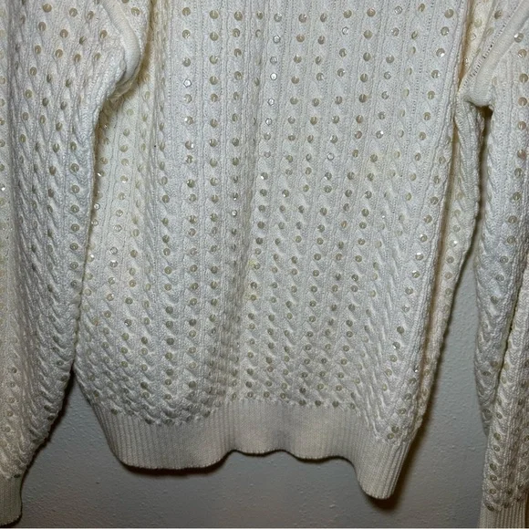 Eleanor P Brenner Vintage Gold Trim White Sweater Size Small - Picture 7 of 10